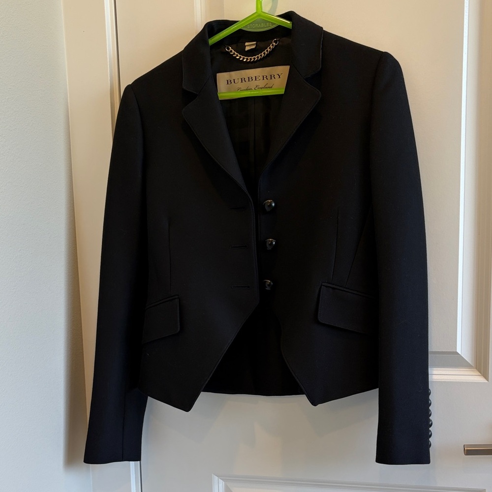 Burberry Black Women's Tailored Notch Lapel Blazer